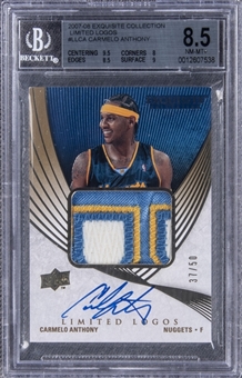 2007-08 UD "Exquisite Collection" Limited Logos #LL-CA Carmelo Anthony Signed NBA All-Star Game Used Patch Card (#37/50) – BGS NM-MT+ 8.5/BGS 10